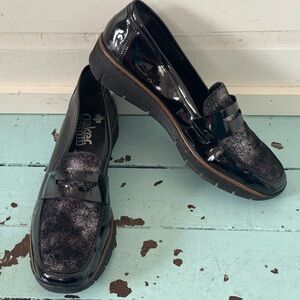 Risker EU42 US10 Antistress Willow  Comfort Loafers Patent with metallic front